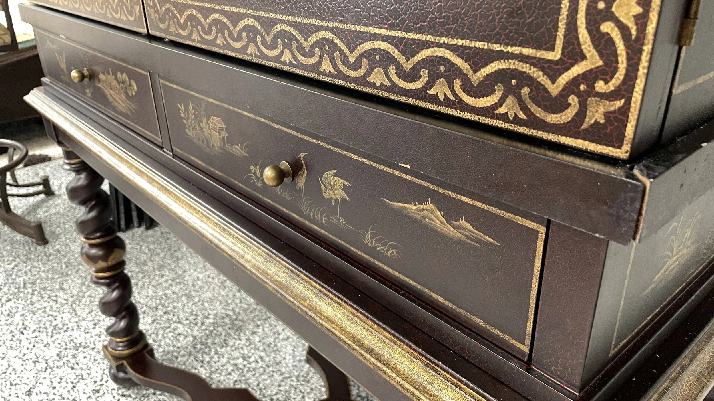 【期限11/30】⑮デコレーション棚 Encore Furniture Gallery-Chinoiserie Decorated Storage Armoire Cabinet